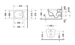 DUR ME by Starck Унитаз подвесной Rimless® 370 x 570 мм, с HygieneGlaze белый/белый шелковисто-матов мини 3 2