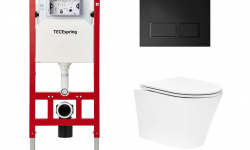 TECEspring K Комплект с подвесным унитазом, сиденьем, панелью смыва, белый/черный матовый мини 1