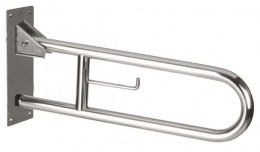 MEDICLINICS Поручень откидной с держателем туалетной бумаги 738х200 мм из нерж.стали AISI 304, хром