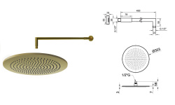 NOKEN PACK ROUND Душевой комплект с термостатом и верхним душем Ø30 см, браш. золото мини 3 4