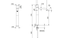 FANTINI NOSTROMO SMALL Смеситель для раковины на 1 отверстие, высокий излив, Черный матовый мини 3 2