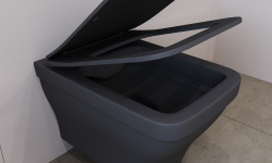 AQUEDUTO ESTETA Унитаз подвесной безободковый, сиденье c микролифтом, 520х370 мм, черный матовый мини 3 4