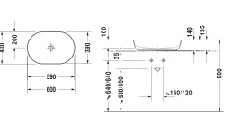 DURAVIT LUV Раковина накладная шлифованный низ, 600x400 мм, без перелива, белый/белый мини 3 2