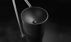 KERASAN Artwork Barrel Отдельностоящий умывальник, выпуск в пол, Черный матовый мини 3 4