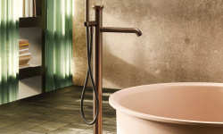 GS ORIGINI Внешние части напольного смесителя для ванны с ручным душем, Copper Brushed PVD мини 3 3
