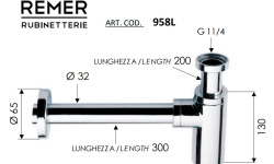 REMER MINIMAL Сифон для раковины, трубка 30 см, matt black мини 3 2