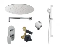 NOKEN PACK ROUND SHOWER Душевой комплект со смесителем и верхним душем 20 см, хром