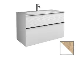 тумба с раковиной BURGBAD FIUMO База с раковиной с 1 отв. 1020х490х610 мм, Cashmere oak/White matt/ручка Matt black