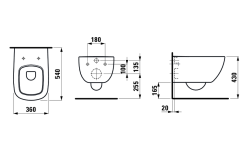 LAUFEN PALOMBA Унитаз подвесной, 360х540 мм с сиденьем в комплекте, белый мини 3 2