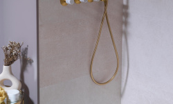 NOKEN PACK EYE Душевой комплект со смесителем, потолочной лейкой с хромотерапией, браш. золото мини 3 11