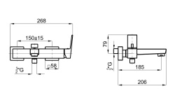NOKEN SQUARE Смеситель для ванны настенный, для душа 18 л/мин, для ванны 15,98 л/мин, чёрный мини 3 2
