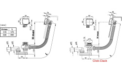RAVAK Сточный комплект с заполнением переливом Click Clack хром (квадратный) мини 3 3