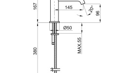 NOKEN ROUND INOX Смеситель для раковины, без ДК, браш. нержавеющая сталь мини 3 2