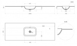 Salini ONDA EDGE ROUND Столешница до 2000х700х10 мм с раковиной 520х360, ДК, S-Stone- RAL матовый мини 3 2