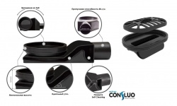 PESTAN Confluo Frameless Line Линейный трап 650 мм, со вставкой, сатин.сталь/Черное стекло мини 3 5