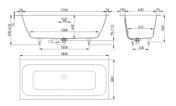 Salini ORLANDA AXIS KIT 180 Ванна встраиваемая 1804х800х600 мм, S-Sense, белый глянцевый мини 3 2
