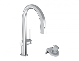 HANSGROHE Aqittura M91 Кухонный смеситель однорычажный, FilterSystem 210, выдвижной носик, хром