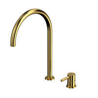 WHITECROSS Смеситель для раковины с выносным управлением, 10,5 л/мин, золото