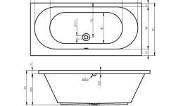 RIHO CAROLINA Ванна акриловая прямоугольная 170x80 см, 190 л, белый мини 3 2