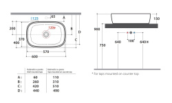 GLOBO GENESIS Раковина накладная 60х40х15 см, белый мини 3 2