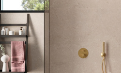 NOKEN PACK EYE Душевой комплект со смесителем, потолочной лейкой с хромотерапией, браш. золото мини 3 12