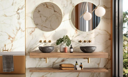 NOKEN LIGNAGE CROSS Смеситель для раковины на 3 отверстия из стены, без ДК, 5 л/мин, браш. золото мини 3 5