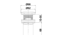 WHITECROSS Донный клапан для раковины Click-Clack, Хром/крышка Solid Surface Белый матовый мини 3 2