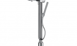 LAU KARTELL Напольный смеситель для ванны с ручным душем twinstick, шланг 1250 мм, хром мини 1