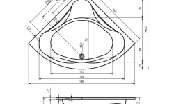 RIHO NEO Ванна акриловая угловая, 140x140 см, 235 л, белый мини 3 2