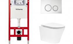 TECEspring K Комплект с подвесным унитазом, сиденьем, панелью смыва, белый/хром глянцевый/хром мини 1