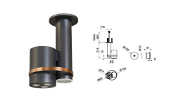 NOKEN PACK EYE Душевой комплект со смесителем, потолочной лейкой с хромотерапией, браш. медь мини 3 8