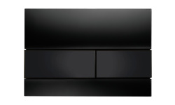 TECEsquare Панель смыва стеклянная с двумя клавишами, Стекло черное, клавиши черные мини 1