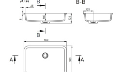Salini MAREA 09 Раковина встраиваемая 550х380х126 мм, без перелива, БЕЗ ДК, S-Stone - белый матовый мини 3 4