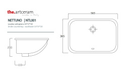 ART CERAM NETTUNO Раковина под столешницу 56x38 см, БЕЗ креплений, glossy white мини 3 2