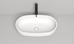 Salini GLORIA 05 Раковина накладная 640х385х145 мм, без перелива, БЕЗ ДК, S-Stone - белый матовый мини 3 4