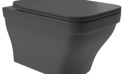 AQUEDUTO ESTETA Унитаз подвесной безободковый, сиденье c микролифтом, 520х370 мм, черный матовый мини 1
