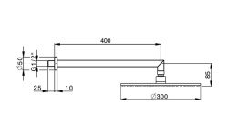 CISAL Shower Верхний душ D300 мм с настенным держателем L400 мм, хром мини 3 2