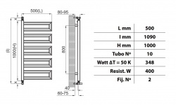 NK CONCEPT (EL1) Радиатор электрический с резистором 500xH1000 мм, полированная нержавеющая сталь мини 3 2