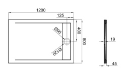 NOKEN ZEN Душевой поддон, 120х80 см, серый мини 3 2