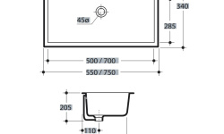 KERASAN SLIM Раковина встраиваемая под столешницу 750x340 мм в комплекте с крепежом, белый мини 3 2