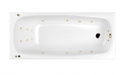 WHITECROSS Layla Slim Ванна акриловая 180x80 см, гидромассаж "SMART", перелив, каркас, белый/золото мини 1