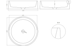 Salini GLORIA 01 Раковина накладная 440х440х125 мм, без перелива, БЕЗ ДК, S-Stone - белый матовый мини 3 2