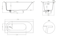Salini ORNELLA KIT 170 Ванна встраиваемая 1700х750х590/610 мм, S-Sense - белый глянцевый мини 3 9