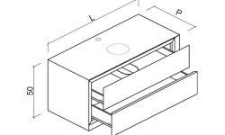 BRENTA Manhattan MH41 Тумба подвесная с 2-мя выдвижными ящиками, 100х49,6хН50 см, MZZ Матовый лак мини 3 6