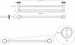 BEMETA STELLA Полотенцедержатель двойной, 654x54x122 мм, хром мини 3 2