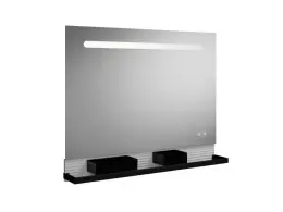 BURGBAD FIUMO Зеркало с подсветкой и полкой 1000xH700x30/150 мм, LED-light, 5700 K, 2 коробки чёрные
