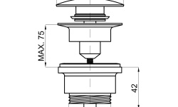 NOKEN Донный клапан (clicker) универсальный 0-75 мм, чёрный мини 3 2