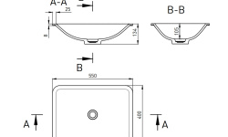 Salini MAREA 06 Раковина встраиваемая 550х400х134 мм, БЕЗ перелива, БЕЗ ДК, S-Stone - белый мат мини 3 4