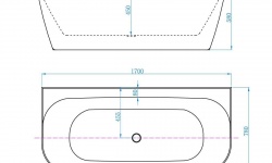 ALLEN BRAU PRIORITY 3 Ванна акриловая, пристенная, 1700х780 мм, слив-перелив, белая (259591) мини 3 2