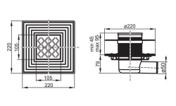 RAVAK SN501 Пластиковый душевой канал, 105х105/50 мм, нержавеющая сталь мини 3 4